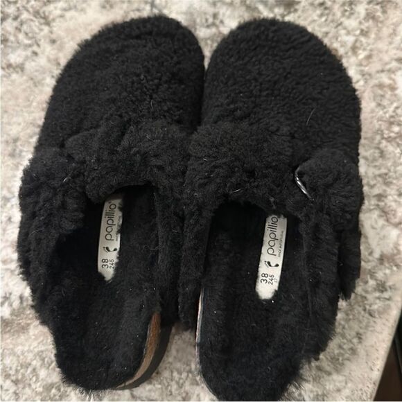 Birkenstock Papillio Boston Teddy Shearling Clogs Black EU 38 US 7-7.5 - Picture 3 of 8